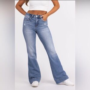 The Alexis from Lovervet: High-Rise Tummy Control Relaxed Flare Denim